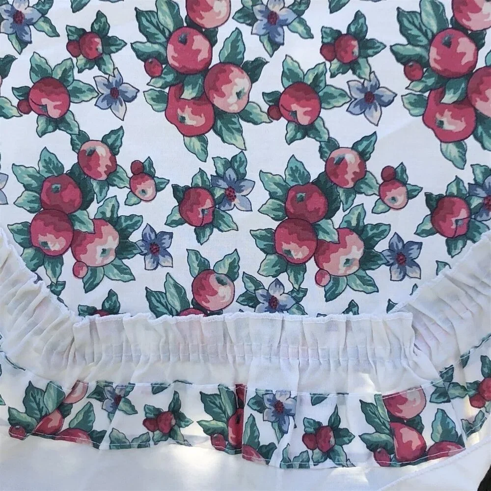 Scalloped Valance Apple Fruit Pattern Ruffle Trim 82 x 18 Country Farmhouse